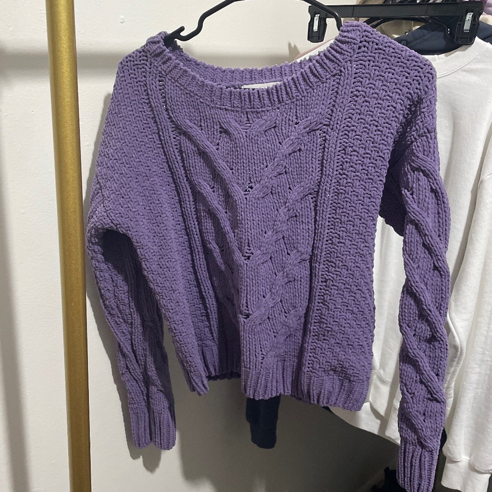 Aeropostale Women's S Chunky Knit Purple Pullover Sweater Crewneck